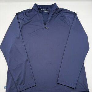 Mizzen+Main Quarter Zip Pullover Large Navy Performance Stretch
